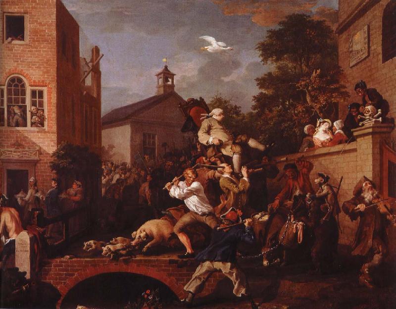 William Hogarth chairing the member oil painting picture
